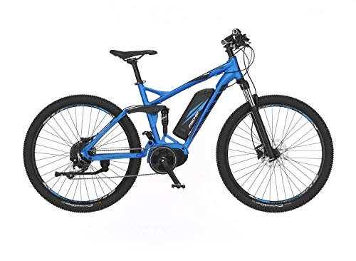 Elektrische Mountainbike : FISCHER E-Mountainbike EM 1862.1, E-Bike MTB, blau matt, 27, 5 Zoll, RH 48 cm, Mittelmotor 80 Nm, 48 V Akku