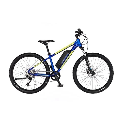 Elektrische Mountainbike : Fischer E-Mountainbike, MONTIS 2.1 Junior E-Bike MTB für Damen und Herren, RH 38 cm, Hinterradmotor 45 Nm, 48 V Akku, blau Glanz, 27, 5 Zoll