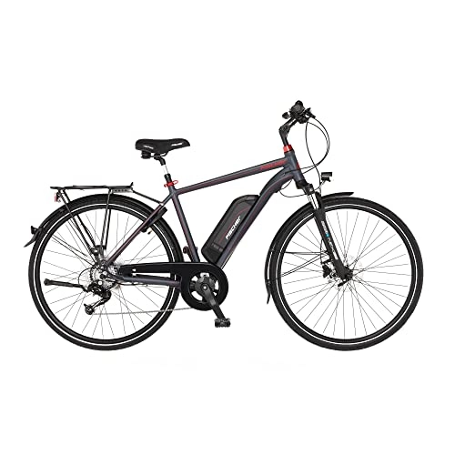 Elektrische Mountainbike : FISCHER Herren - Trekking E-Bike VIATOR 1.0, Elektrofahrrad, Dunkel anthrazit matt, 28 Zoll, RH 50 cm, Hinterradmotor 45 Nm, 48 V Akku