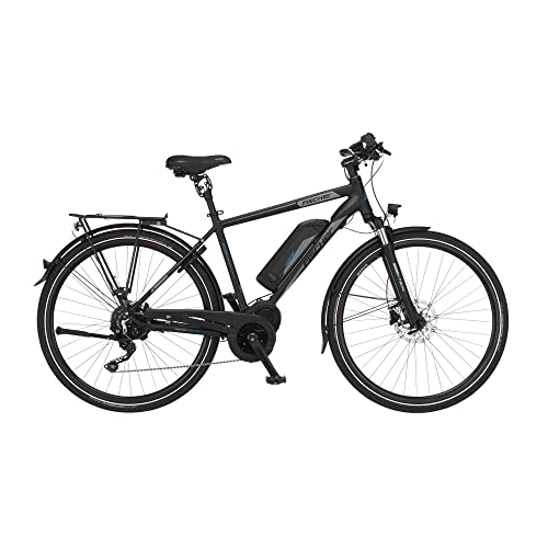 Elektrische Mountainbike : FISCHER Herren - Trekking E-Bike VIATOR ETH 1861, Elektrofahrrad, schwarz matt, 28 Zoll, RH 55 cm, Mittelmotor 80 Nm, 48 V Akku