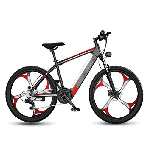 Elektrische Mountainbike : FZYE 26 Zoll Elektrofahrräder Bicycle, LCD-Anzeige 48V 10A Lithium Batterie 27 Geschwindigkeit Scheibenbremse EbikeFahrrad, Rot