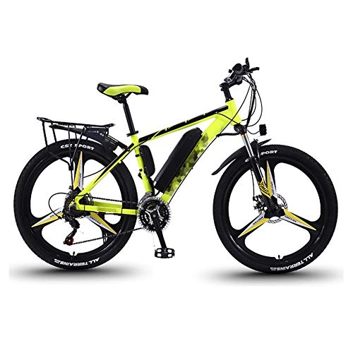 Elektrische Mountainbike : FZYE 26 Zoll Elektrofahrräder Bike Berg, Magnesiumlegierungsrad 30 Geschwindigkeit Offroad Bicycle 36V Lithium Batterie Sport Outdoor Freizeit, Gelb