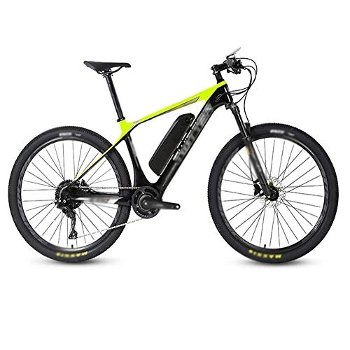Elektrische Mountainbike : FZYE 26 Zoll Kohlefaser Elektrofahrräder, LCD-Digitalanzeige Berg Ebike Fahrrad 36V13A Lithium Batterie Bicycle Sport Outdoor, Gelb