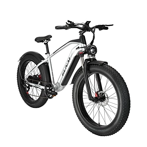 Elektrische Mountainbike : GAVARINE Elektrofahrrad für Erwachsene E-Bike 26 '' 4.0 Fat Tire mit Abnehmbarem 48V 17AH Lithium-Ionen-Akku, Shimano 7-Gang und Doppelter Stoßdämpfung