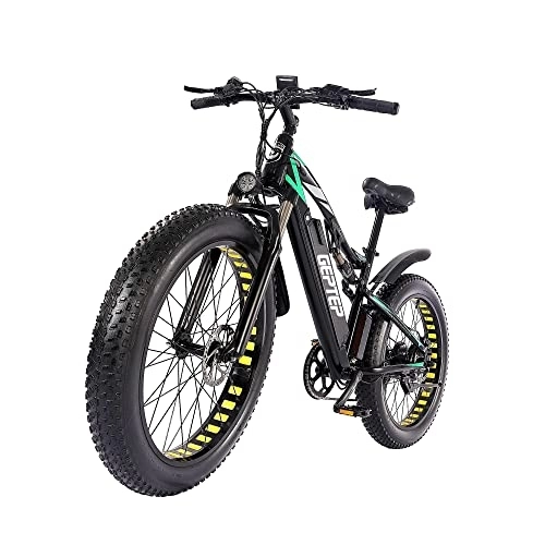 Elektrische Mountainbike : GEPTEP E-Bike Mountainbike Elektrofahrrad Alu 26" Fat Tire, 7 Gang Shimano Kettenschaltung Pedelec MTB Scheibenbremsen 17Ah Akku, Reichweite bis zu 50-90km
