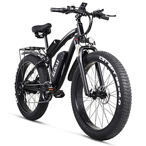 Elektrische Mountainbike : GUNAI Ebike Mountain Bike, 26X4.0 inchE-Mountainbike, 48V17AH E Fahrrad, 21-Gänge Elektro Fahrrad