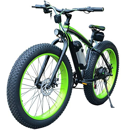 Elektrische Mountainbike : H&J Elektro-Offroad-Mountainbike 26 Zoll Schneereifen Elektro-Fahrrad-Geschwindigkeit bis zu 30 km / h mit Beleuchtung und Lautsprechern (36 V / 350 W Wechselakku)