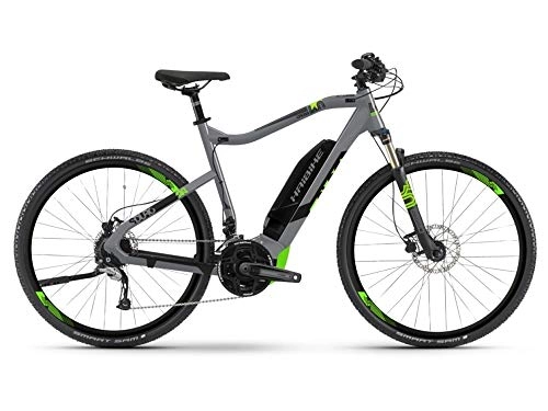 Elektrische Mountainbike : HAIBIKE Sduro Cross 4.0 Trekking Pedelec E-Bike Fahrrad grau / schwarz / grün 2019: Größe: L