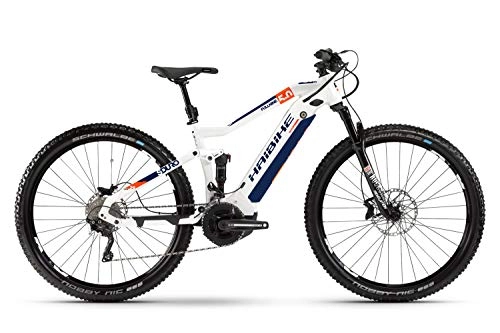 Elektrische Mountainbike : HAIBIKE SDURO FullNine 5.0 Yamaha Elektro Bike 2020 (XL / 52cm, Weiß / Orange / Blau)