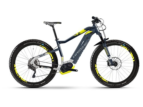 Elektrische Mountainbike : Haibike SDURO HardNine 7.0 Bosch Intube Elektro Fahrrad 2018 (44 - M, Blau / Citron / Silber matt)