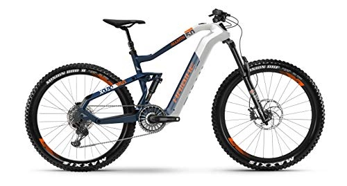 Elektrische Mountainbike : HAIBIKE XDURO AllMtn 5.0 Flyon Elektro Bike (XL / 50cm, Weiß / Blau / Orange)