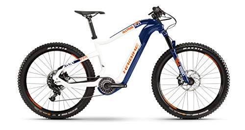 Elektrische Mountainbike : HAIBIKE XDURO AllTrail 5.0 Flyon Elektro Bike 2020 (L / 50cm, Blau / Weiß / Orange)