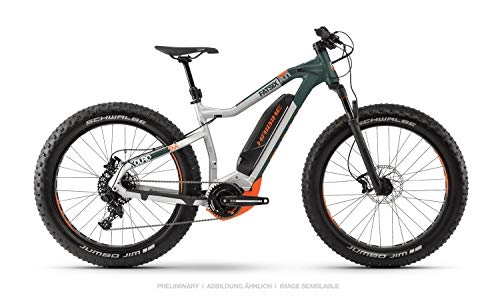 Elektrische Mountainbike : Haibike XDURO FatSix 8.0 Yamaha Elektro Fahrrad 2019 (M / 45cm, Silber / Oliv / Orange matt)