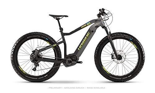 Elektrische Mountainbike : HAIBIKE Xduro FatSix 9.0 26'' Fatbike Pedelec E-Bike MTB grau / schwarz / gelb 2019: Größe: M