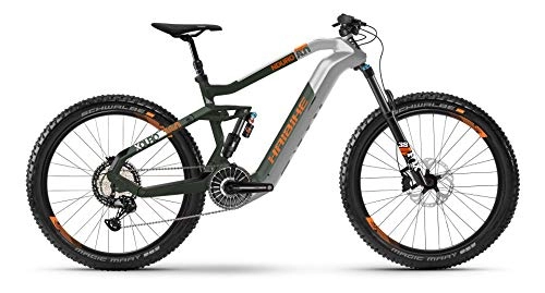 Elektrische Mountainbike : HAIBIKE XDURO NDURO 8.0 Flyon Elektro Bike 2021 (M / 44cm, Silber / Olive / Orange Matt)