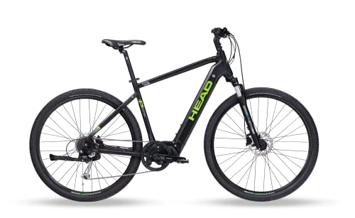 Elektrische Mountainbike : HEAD Herren e I-Peak II e5000 Cross-Ebike, Schwarz matt / grün, 50 cm