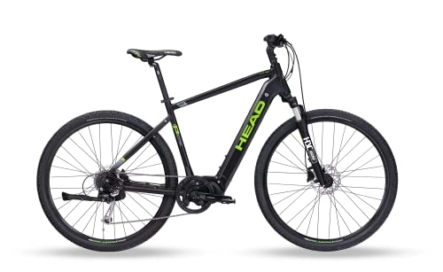 Elektrische Mountainbike : HEAD Herren e I-Peak II e5000 Cross-Ebike, Schwarz matt / grün, 55 cm