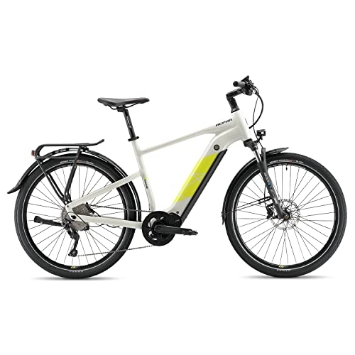 Elektrische Mountainbike : HEPHA E-Bike Trekking 7 Longrange Elektrofahrrad mit 708Wh Akku und 80Nm Mittelmotor Pedelec 10-Gang 27, 5 Zoll Unisex Highstep (49, Light Grey)