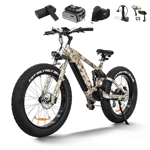 Elektrische Mountainbike : Himiway Cobra E-Bike 26"×4, 8", Fully E-Mountainbike Grün mit 960Wh Akku, Elektrisches Fatbike mit Vollfederung, 7 Gänge, Hydraulikbremse, bis zu 128km, 25 Km / h 250W Motor, StVZO Konform