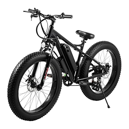 Elektrische Mountainbike : HMEI elektrofahrrad klappbar 26-Zoll-elektrischer Schnee-Fahrrad Fettreifen Aluminiumlegierung elektrisches Fahrrad 4 8V 500W 12. Ah Ebike 26 * 4.0 Reifen (Farbe : Black 500w)