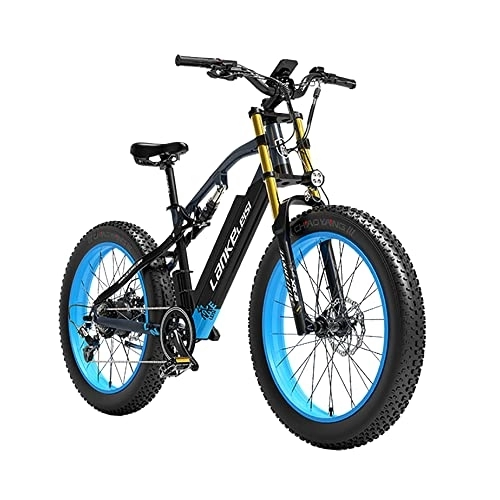 Elektrische Mountainbike : HND Electric Elektrofahrrad HNDRV7 | Schwarz-blau | 48V 16Ah Akku | Einstellbare Geschwindigkeit | 26″ Räder | Abnehmbarer Akku | Belastbarkeit bis 180 kg