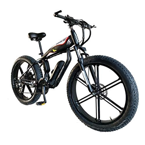 Elektrische Mountainbike : HOME-MJJ 48V 400W elektrisches Fahrrad Electric Mountain Bike 26inch Fat Tire E-Bike-Lithium-Batterie Hydraulische Scheibenbremsen Beach Cruiser Mens Sport Mountain Bikes (Color : 48V, Size : 14Ah)