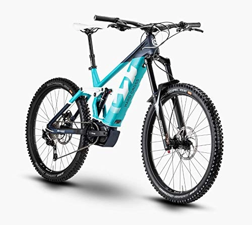 Elektrische Mountainbike : Husqvarna Hard Cross 6 Shimano Steps Fullsuspension Elektro Mountain Bike 2020 (44cm, Blue / Cyan / White)