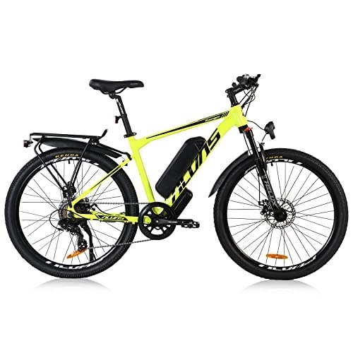 Elektrische Mountainbike : Hyuhome E-Bike für Erwachsene, Aluminiumlegierung, mit abnehmbarem 36 V / 12, 5 Ah Lithium-Ionen-Akku (66 cm, Gelb, 36 V, 12, 5 Ah)