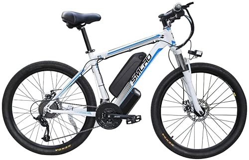 Elektrische Mountainbike : Hyuhome Elektrische Fahrräder für Männer, 26" 48V 360W IP54 Wasserdicht Erwachsener Electric Mountain Bike, 21 Speed-Elektro-Bike MTB Dirtbike mit 3 Riding Modes, White Blue