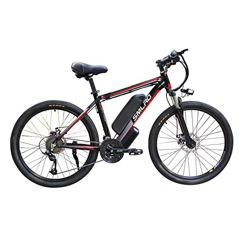 Elektrische Mountainbike : Hyuhome Elektrofahrrad für Erwachsene, 250 W, Aluminium-Legierung, abnehmbar, 48 V / 10 Ah, Lithium-Ionen-Fahrrad / Commute-E-Bike (Black Red)