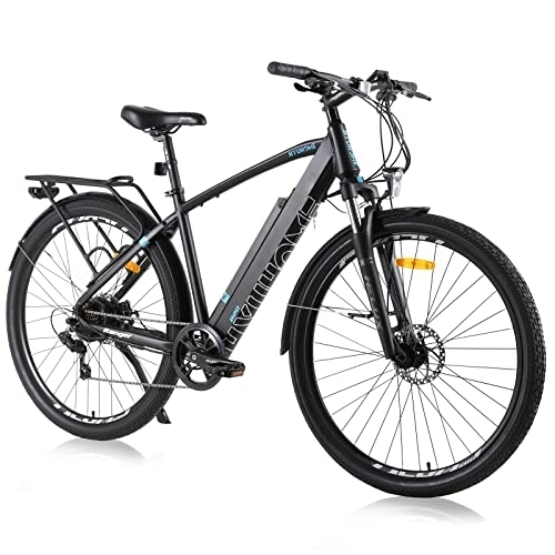 Elektrische Mountainbike : Hyuhome Elektrofahrräder für Erwachsene und Herren, 28'' E-Bikes für Männer mit 36 V 12, 5 Ah abnehmbarem Akku und BAFANG Motor (820 m, schwarz)