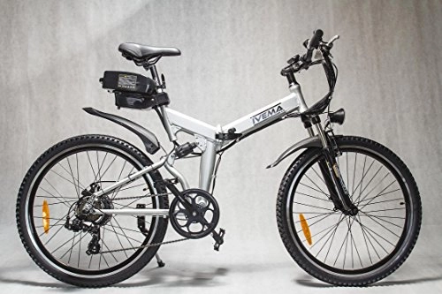 Elektrische Mountainbike : IVEMA - E-Bike DESIGNBIKE 26" MOUNTAINBIKE PEDELEC Citybike Elektrofahrrad Fahrrad klappbarer Rahmen - Akku Li-ion 36 V Silber Metallic