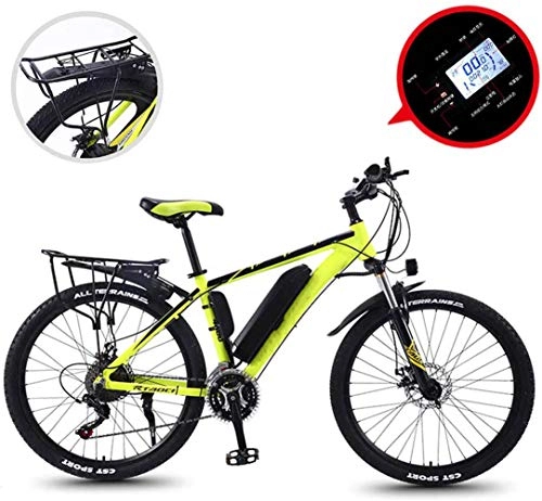 Elektrische Mountainbike : JXH 26" 36V 350W Electric Mountain Bike mit 8-13Ah austauschbarer Lithium-Ionen-Batterie und LED-Anzeige, fr Outdoor Radfahren Fahrzeiten und Verkehr, Yellow 13ah