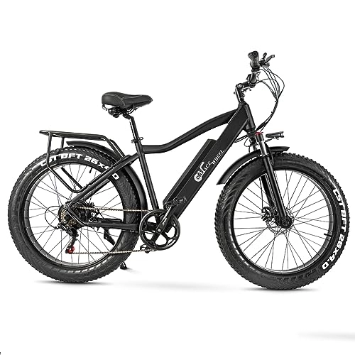 Elektrische Mountainbike : Kinsella cmacewheel J26 Elektrisches Mountainbike mit großem Reifen 26 Zoll (66 cm), Lithium-Akku 17 A, mechanische Scheibenbremse (schwarz)