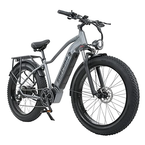 Elektrische Mountainbike : Kinsella Elektrisches Mountainbike für Erwachsene, 26 Zoll, E-Bike mit Lithium-Akku 48 V18 Ah, breiter Reifen, Shimano 8 Gänge, Gepäckträger hinten
