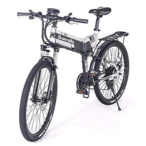 Elektrische Mountainbike : KPLM Elektrisches Mountainbike, klappbares 26-Zoll-E-Bike, 36 V, 250 W, 10, 4 Ah, Premium-Vollfederung und Shimano 21-Gang-Getriebe