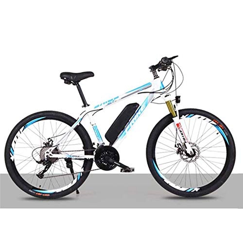 Elektrische Mountainbike : KT Mall Elektro-Bike für Erwachsene 26 Elektro-Fahrrad mit 250W Motor 36V 8Ah Batterie 21 Gang-Doppelscheibenbremse E-Bike-Multi-Function Smart Meter Höchstgeschwindigkeit 35 km / h, Weiß