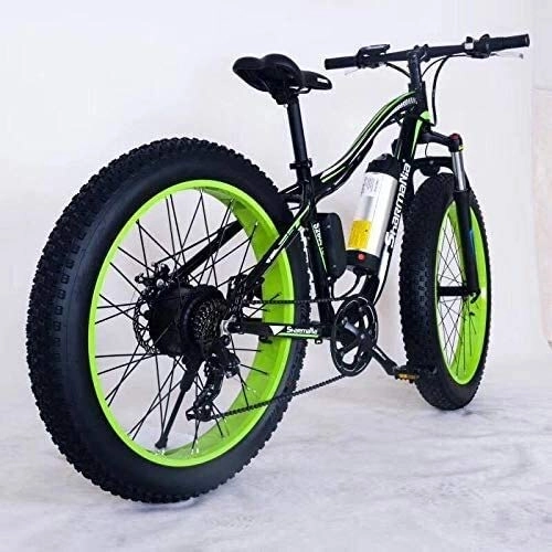 Elektrische Mountainbike : Lincjly 2020 Verbesserte 26inch Fat Tire elektrisches Fahrrad 48V 10.4 Schnee E-Bike 21Speed Beach Cruiser E-Bike-Lithium-Batterie Hydraulische Scheibenbremsen, Reisen Freie (Color : Green)