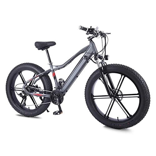 Elektrische Mountainbike : liu 750W Electric Bike for Erwachsene 26 * 4, 0 Zoll Fettreifen Elektrische Mountainbike 4 8V 10.4A E. Bike 27 Speed ​​Snow Ebike (Farbe : Dark Grey, Number of speeds : 27)