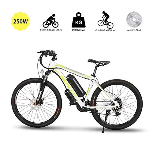 Elektrische Mountainbike : LOO LA E-Bike Rahmen aus Aluminiumlegierung, 26"Reifen, 250w 48v 12sh Akku im Rahmen, 24 Geschwindigkeit, Ölbremsen vorne und hinten Und stoßdämpfende Gabel