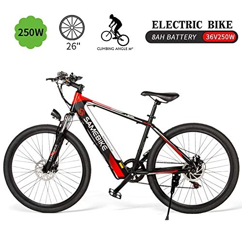 Elektrische Mountainbike : LOO LA Elektrofahrrad Ebike Mountainbike 26", Elektrisches Fahrrad mit 250w 36v 8ah Lithium-Batterie, 21-Gang und Scheibenbremsen vorne und hinten