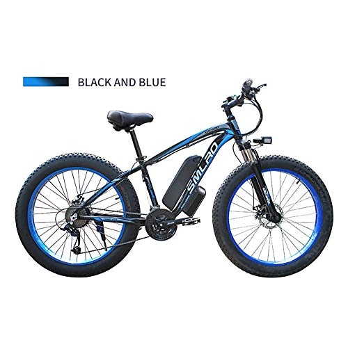 Elektrische Mountainbike : LOO LA Fettreifen Elektrofahrrad Mountainbike 26" E-Bike mit 350W / 48V / 10Ah / 60 Nm Lithium-Batterie und 21-Gang Mechanical disc Brakes, Dark Blue