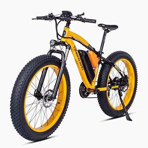 Elektrische Mountainbike : LXLTLB Elektrofahrrad Mountainbike 26in Elektrisches Fahrrad mit 500W Motor und 48V Lithium-Batterie Schneemobil Ebike, Gelb