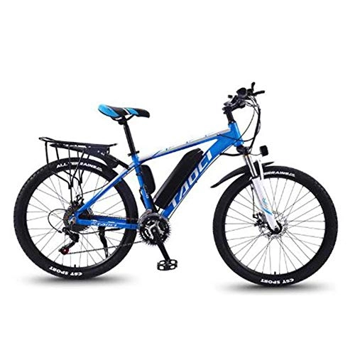 Elektrische Mountainbike : Mall 26 ‚‘ Electric Mountain Bike mit Abnehmbarer, großer Kapazität Lithium-Ionen-Akku (36V 350W 8Ah) Doppelscheibenbremsen für Outdoor Radfahren trainieren Reise, weiß blau, 30 Geschw.