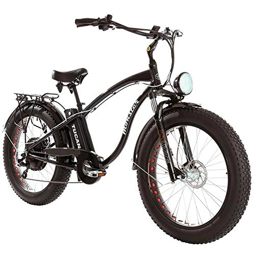 Elektrische Mountainbike : Marnaula Monster 26 Limited Edition - Ist das Fat eBike - Rahmen: Alu Hydro TB7005 - Vorderfederung - Räder 26" - Shimano Alivio 6-sp - Shimano Alivio 14-28 Zähne - Hydraulische Bremsen (SCHWARZ)