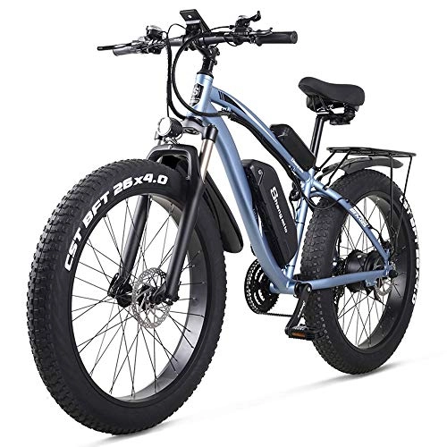 Elektrische Mountainbike : MX02S 26 Zoll Elektrofahrrad 1000W Mountainbike Snowbike 48V17Ah Lithiumbatterie 4.0 Fat Tire Hydraulic Disc Brake (Blue, Standard)