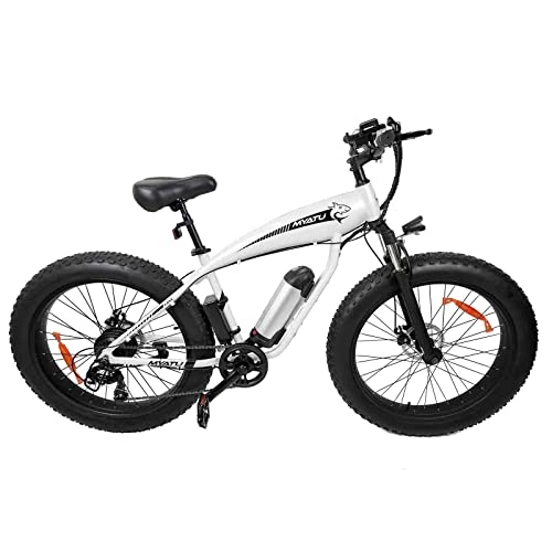 Elektrische Mountainbike : Myatu 26 Zoll E-Bike Fatbike mit Shimano 7 Gänge, Hardtail Mountainbike MTB 4.0 fette Reifen Fahrrad Weiß