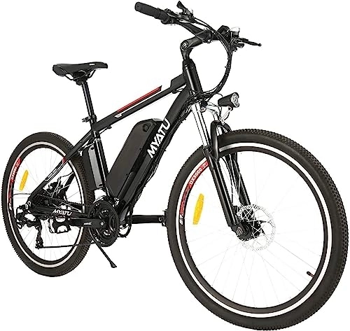 Elektrische Mountainbike : Myatu E-Bike 26 Zoll Elektrofahrrad mit abnehmbarem 36V 12.5AH Lithium-Akku, bis zu 100 km, 250W Motor, Shimano 7 Gänge, Doppelscheibenbremsen, E-Mountainbikes für Damen und Herren