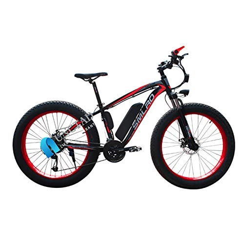 Elektrische Mountainbike : Not application Elektrofahrrad Mountainbike, 26 * 4.0 Zoll-Fettreifen E-Bike, Fahrrad Mit 48V 18Ah 1000W Lithium-Batterie Und Shimano 21-GangBlack red