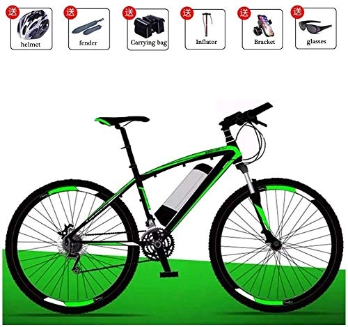 Elektrische Mountainbike : PARTAS Sightseeing / Commuting Tool - Electric Mountain Bike, 26-Zoll-E-Bike-hohe Carbon-Stahlrahmen-36v Removable Lithium-Batterie-geeignet for Pendler und Studenten (Color : Green)